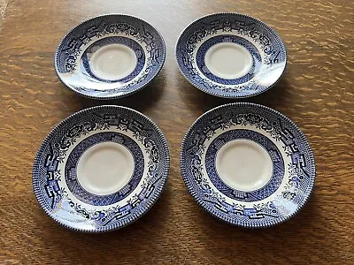 Buy Churchill Blue Willow Saucers Set Of 4 Made In England 5.5” • 6.70£
