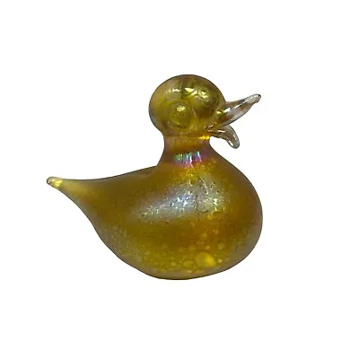 Buy Heron Iridescent Yellow Art Duck Figurine Paperweight  - England • 15.65£