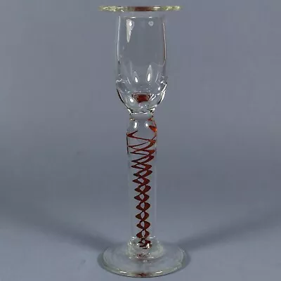 Buy Tweedsmuir Studio Glass Candlestick With Red Colour Twist Stem, Vintage • 11.99£
