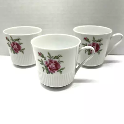 Buy Set Of 3 Vintage Eschenbach Bavaria-Germany Imperial Rose Coffee Cups 8 Oz • 18.97£
