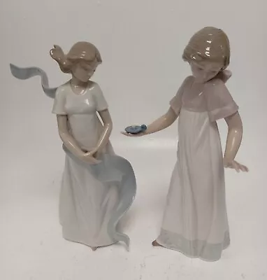 Buy X2 Lladro Nao Figurines 'Kissed By The Wind' & 'Light The Way' Slight Damages • 9.99£