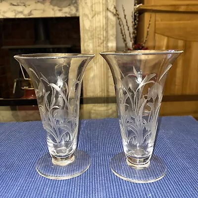 Buy Pair Of Vintage Stuart Crystal Cut Glass 6” Flower Vases Excellent Condition. • 25£