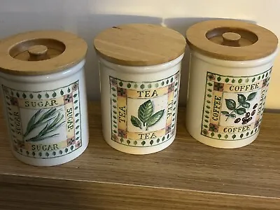 Buy Vintage TG Green Cloverleaf Storage Jars X 3 Tea Coffee Sugar • 19.99£