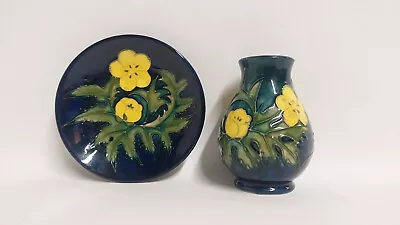 Buy A Rare Moorcroft Vase  Buttercup  By Sally Tuffin 1991 & Dish • 100£