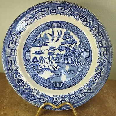 Buy Antique C.1850, Primavesi, Cardiff & Swansea, Blue Willow Pattern 25.5cm Plate • 8.95£