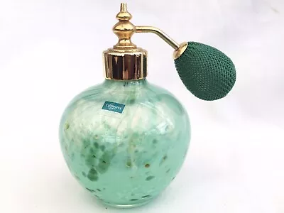 Buy Lovely Caithness GLASS Perfume BOTTLE Atomiser Scent Mister Green And Gold Swirl • 5£