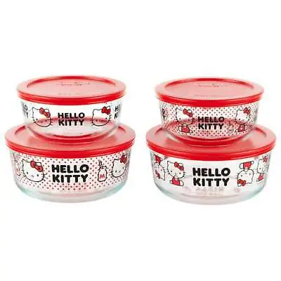 Buy Pyrex Hello Kitty 8 Piece Glass Food Storage With Lids Set New • 37.92£
