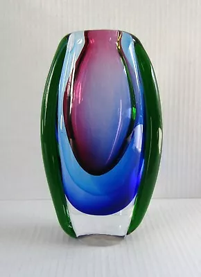 Buy Fifth Avenue Crystal Sommerso Murano Style Hand Blown Art Glass Vase 8  • 47.90£