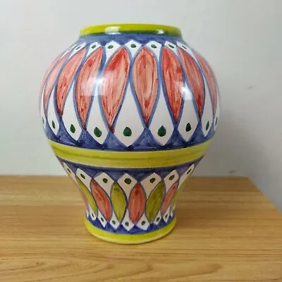 Buy Portugal Casa Mourisca Hand Painted Art Pottery Vase Coral Red Blue Green 7  • 23.70£