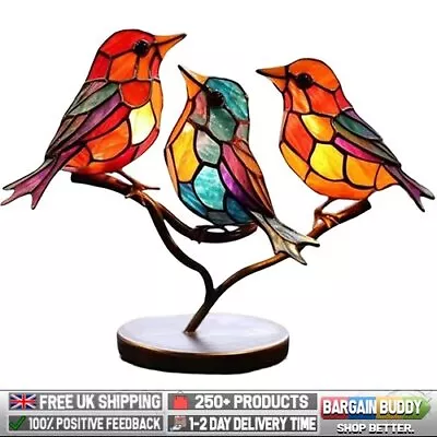 Buy Colorful Crystal Bird Ornament, Decorative Birds On Branch Figurine, Home Decor • 11.99£