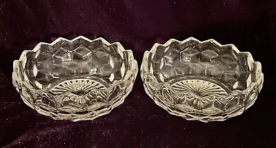 Buy Set Of 2 Vintage Clear Glass Optical Design Sawtooth Edge Berry Bowls • 12.24£