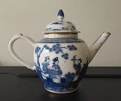 Buy Eighteenth Century Chinese Blue & White Qianlong Teapot & Associated Cover, A/f • 75£