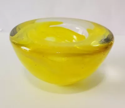 Buy Vtg Kosta Boda Sweden Anna Ehrner Yellow Glass Swirl Atoll Votive Candle Holder • 14.22£
