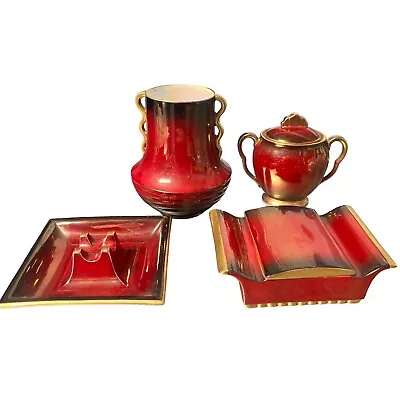 Buy Vintage Carlton Ware Rouge Royale Ceramic Made In England Lot Of 4 Red Art Deco • 47.25£