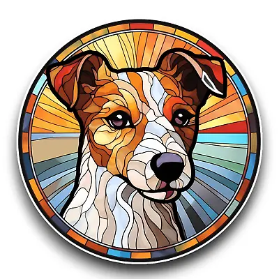 Buy Cute Jack Russell Dog Stained Glass Window Effect Vinyl Sticker Decal 100x100mm • 2.59£