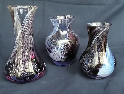 Buy Caithness 3 Small Glass Vases, Purple & Blue Swirls • 11£