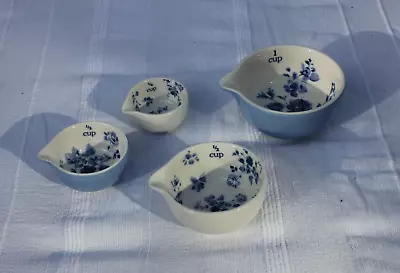 Buy Laura Ashley Set Of 4 Floral Blue & White Measuring Cups Jugs Pouring Spout  • 10£
