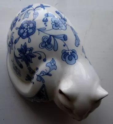 Buy Minton -  Shalimar  - Painted Blue And White Porcelain Cat • 16£