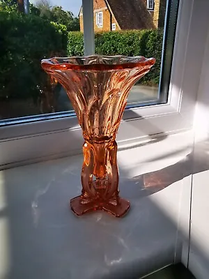 Buy Vintage Czech Bohemian Art Deco Pink Glass Rocket Vase C1930's • 28£