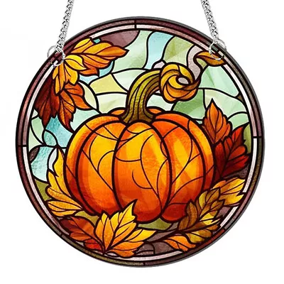 Buy Pumpkin Stained Glass Suncatchers Window Ornament For Indoor Outdoor Decoration • 8.76£