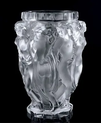 Buy Glamorous Art Deco Satin Clear Glass Bacchantes Vase 1930' H.Hoffmann By Lalique • 237.26£