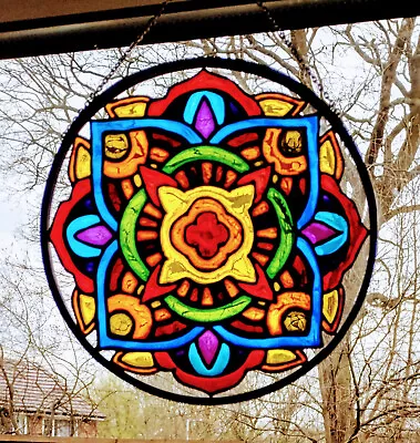 Buy Mandala Stained Glass Art Individually Hand Painted Glass Suncatcher • 12.95£