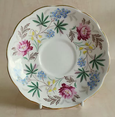 Buy Queen Anne England Verona Saucer Bone China Pink/red And Small Blue Flowers  • 4£