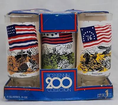 Buy 1970's Anchor Hocking Bicentennial Glass Tumblers Collection Set/6 Mint NOS Vtg • 18.34£