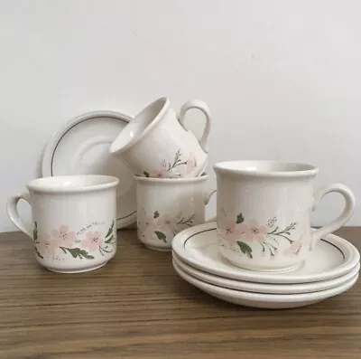 Buy Vintage Kitsch Retro Floral Biltons England Teacups Mugs & Saucers Set Of 4 • 8£