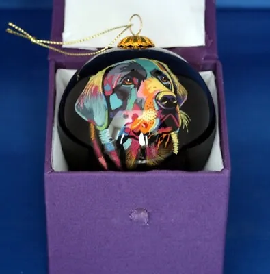 Buy Exquisite Hand Painted Labrador Rainbow Dog Glass Bauble • 14£