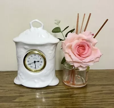 Buy Minton White China Mantle Clock, 7 Inches High, 1999, Strawberry Pattern. • 14.99£