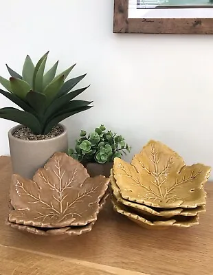 Buy OLFAIRE Portugal Autumn Leaves Yellow & Brown Ceramic Leaf Bowls-Set Of 5 Bowls • 13£
