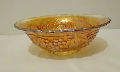 Buy Vintage Marigold/Amber Carnival Glass Bowl - Grapes/Vines Pattern ?Fentons • 5.50£