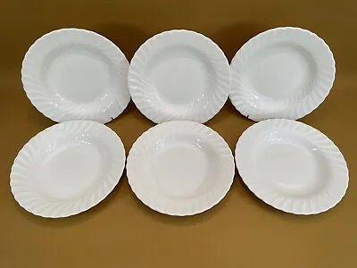 Buy Wedgwood White Bone China Candlelight Spiral Flute 6 Rimmed Soup Bowls • 59.99£