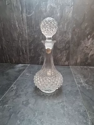 Buy Vintage Cristal D'arques Glass Decanter Diamond Cut Hobnail Design Wine Carafe • 15£