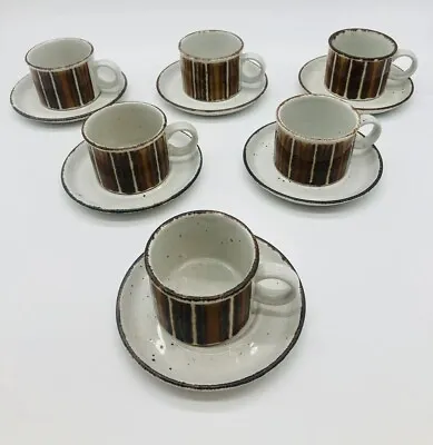 Buy Midwinter Stonehenge Earth Pottery Coffee Cup Set Brown Stripes X6 Vtg GA • 79.99£
