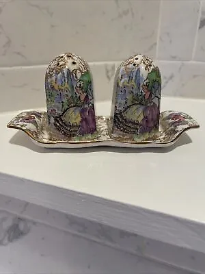 Buy Salt Pepper With Tray Lord Nelson Ware Royal Brocade Made In England-(HH) • 18.02£