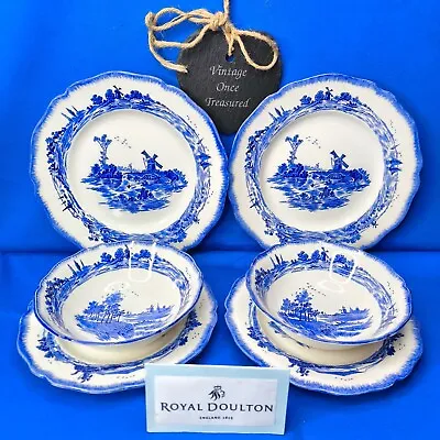 Buy Royal Doulton NORFOLK * 2 Breakfast Plates, 2 Toast Plates, 2 Cereal Bowls * GC • 29.95£