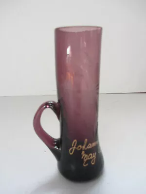 Buy Vintage Purple Amethyst Etched Glass Handled Cordial Shot Glass • 9.46£