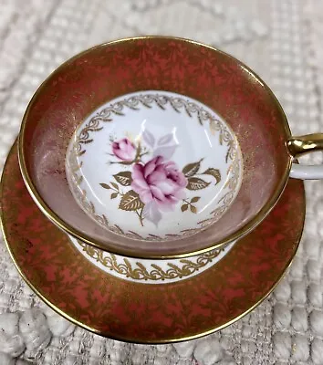 Buy Vintage Aynsley English Bone China Red Athens Pink Rose Tea Cup And Saucer • 85£
