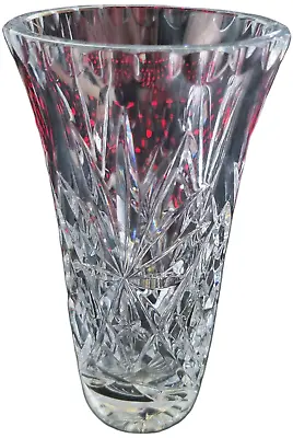 Buy Vintage Elegant Cut Crystal Heavy Clear Glass Vase Bevel Rim 7.75  High • 15£