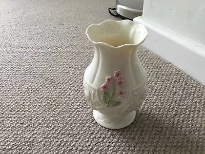 Buy Belleek Porcelain Vase - Fermanagh, Ireland Embossed Cherry Blossom Pink Flowers • 4.99£
