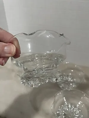 Buy Vintage Ruffled Edge Clear Glass Bowls Set Of 4. 4.5” Round X 3” Tall • 14.47£