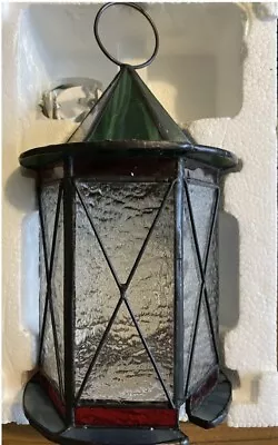Buy Old World Hanging Stained Glass Lantern Candle Light Decoration Ornament • 14.99£
