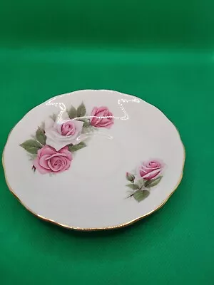 Buy Vintage Royal Vale Bone China Saucer Pink Roses • 5.75£