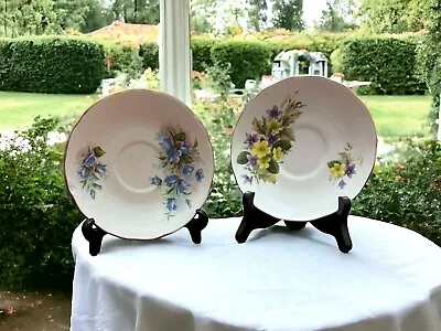 Buy Royal Sutherland Tea Cup Saucers X 2 Fine Bone China Floral Patterns • 15.50£