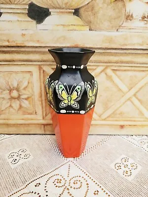 Buy Art Deco Shelley Vase 8431 Butterfly Border Striking Red & Black 1921 • 40£