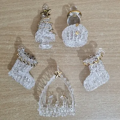 Buy 5 Vintage Miniature Spun Glass Christmas Tree Ornaments Crystal And Gold • 29.99£