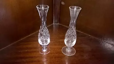 Buy Vintage Pair Of Small Cut Glass Bud / Posey Vases 17cm High. • 4£