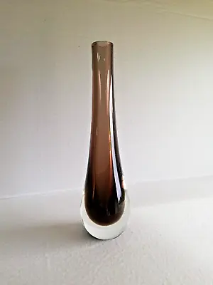 Buy Caithness Smokey Peat Brown Cased Glass Bud Vase  Domhnall O'Broin. 4022  C1961 • 24£